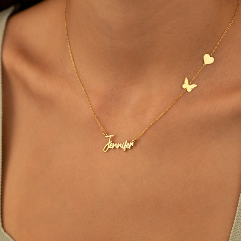 여성을위한 맞춤형 맞춤형 나비 하트 모양 이름 목걸이  - Birth Flower Necklace 리뷰 및 가격