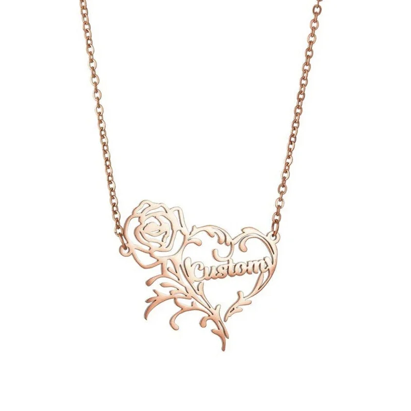 맞춤형 이름 장미 하트 매력 목걸이, 로맨틱 맞춤형 스 - Birth Flower Necklace 리뷰 및 가격
